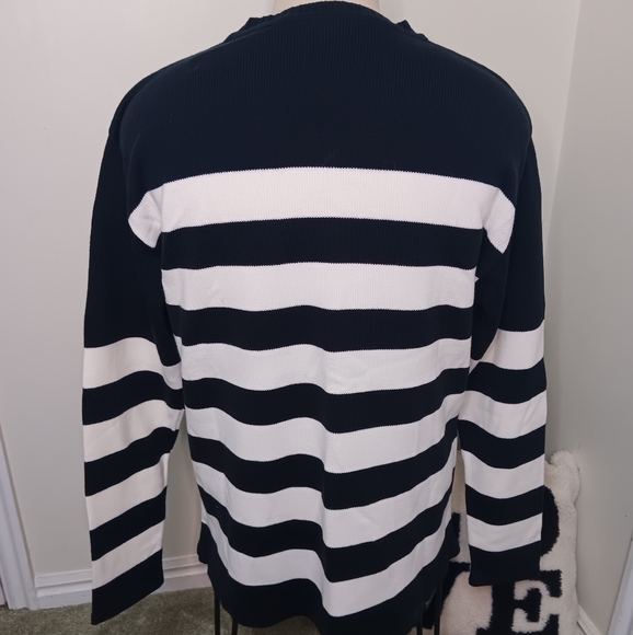 Black/White striped long sleeve Lacoste Sweater - Picture 2 of 4